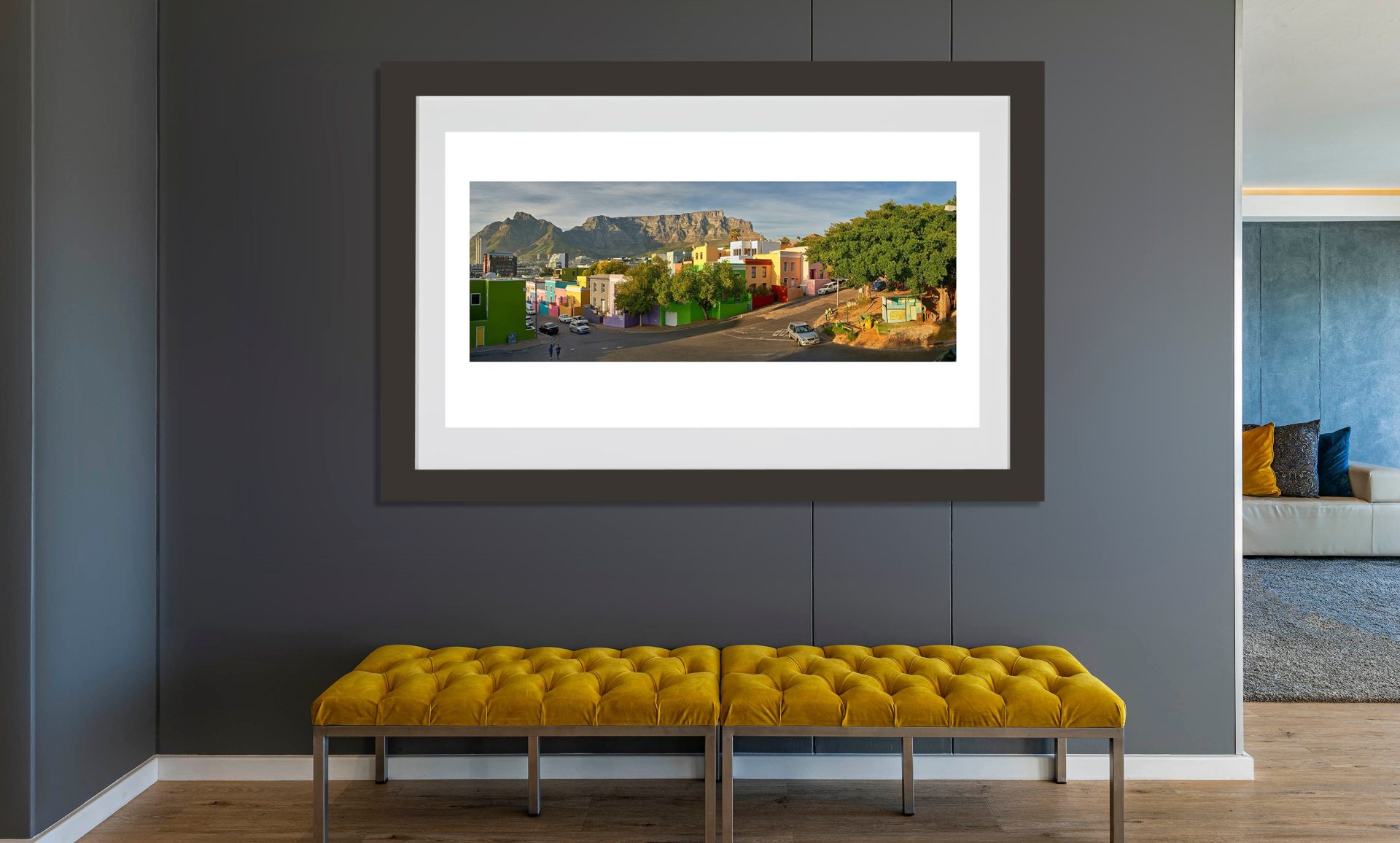 BO KAAP TABLE MOUNTAIN with black frame in office scaled